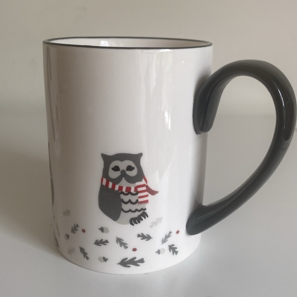 Martha Stewart Collection Winter Holiday Mugs Set of 2 Macy’s 2015 Cat Owl - Picture 2 of 12